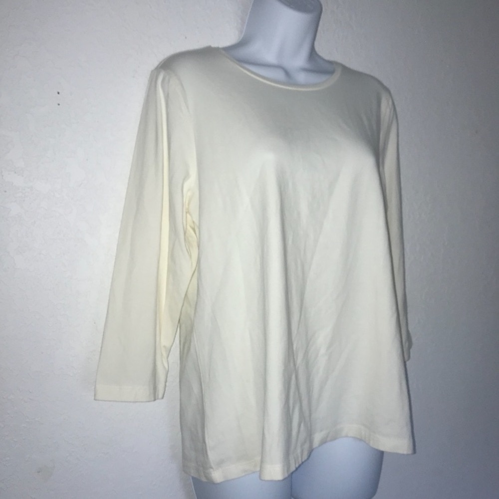 Chico’s Ivory True Color Tee Knit  Crew Top 2 / L - Picture 5 of 7